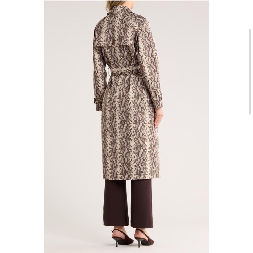 Rebecca Minkoff Snake Print Belted Double Breasted Trench Coat NWT Size S - Picture 3 of 11